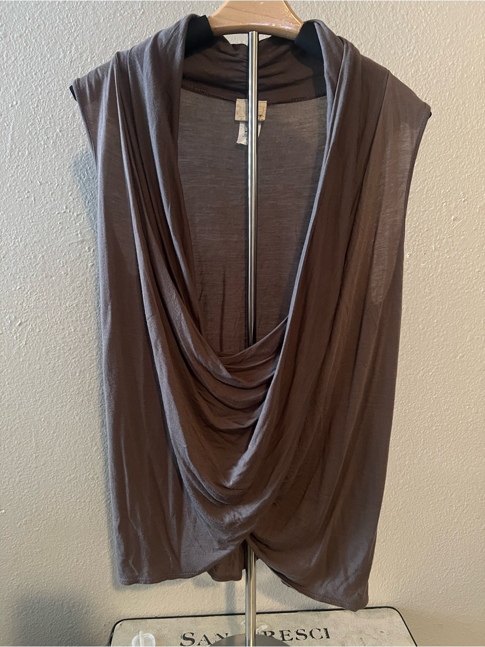 Daytrip Sleeveless Top Womens Size Small Brown Crossover Wrap Blouse Open